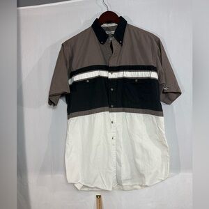 Cumberland Outfitters Men’s Large Short Sleeve Button Up Western‎ Blue Collar